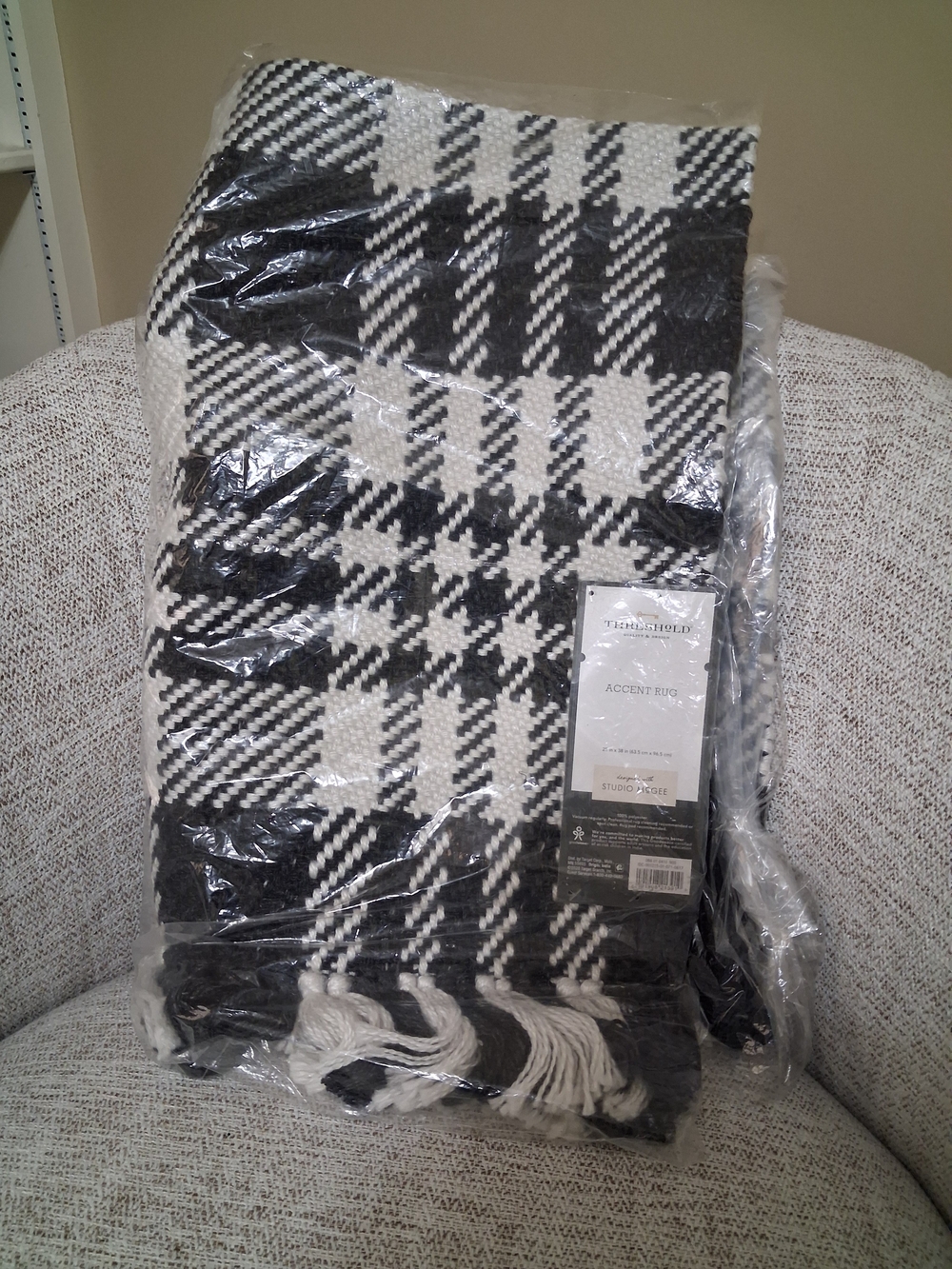 Studio McGee Black and White Plaid Accent Rug/Door Mat